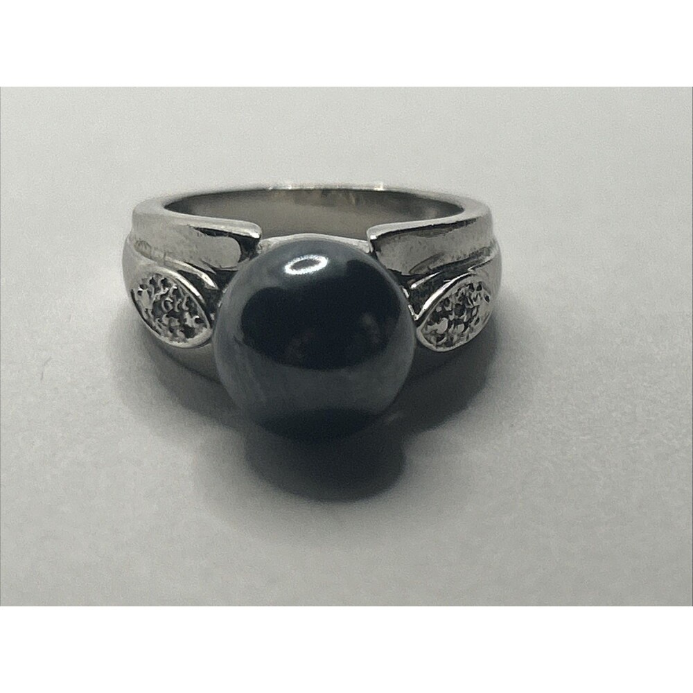 purple color fresh water pearl ring sterling Silver size 6, 925